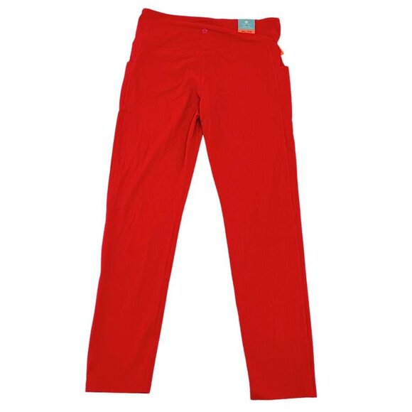 Tuff Veda Women's Red Ribbed Leggings | Size Medium **NEW - Picture 2 of 3